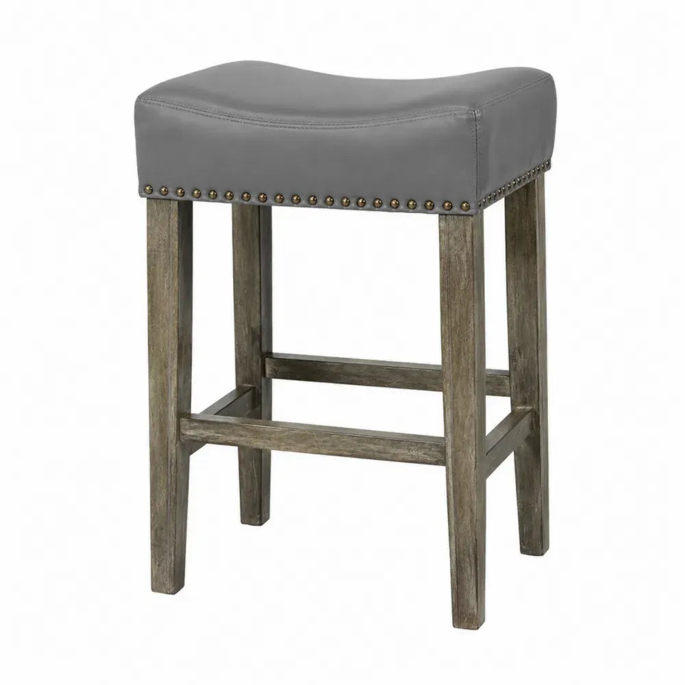 Barhocker Sattelsitz 46 x 36 x 73 cm PU Kunstleder Kautschukholz rechteckig grau graubraun bronze