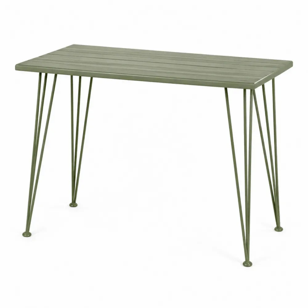 Rechteckiger Gartentisch Esstisch aus pulverbeschichtetem Stahl Olivgrün 120 x 70 x 75 cm