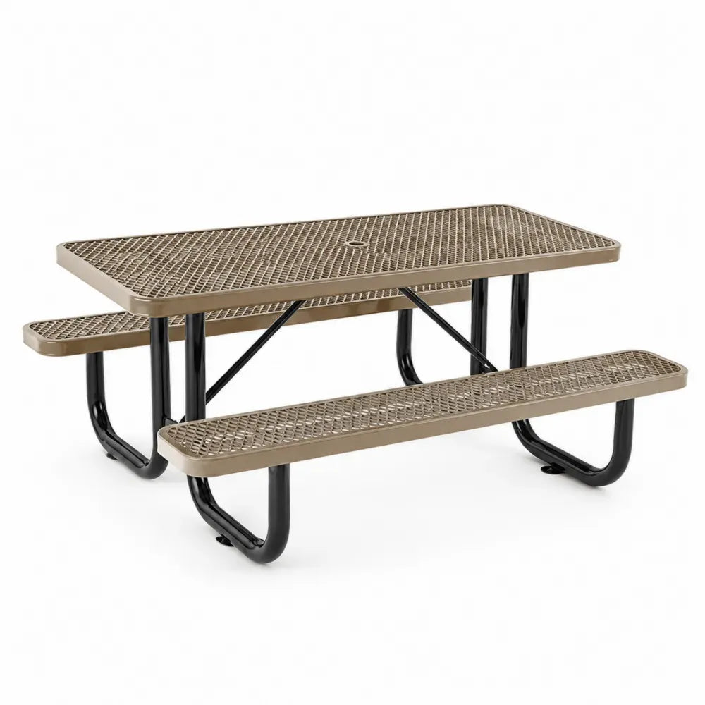 Picknicktisch mit 2 Bänken 183 x 145 x 76 cm pulverbeschichteter Stahl rechteckig Taupe Schwarz