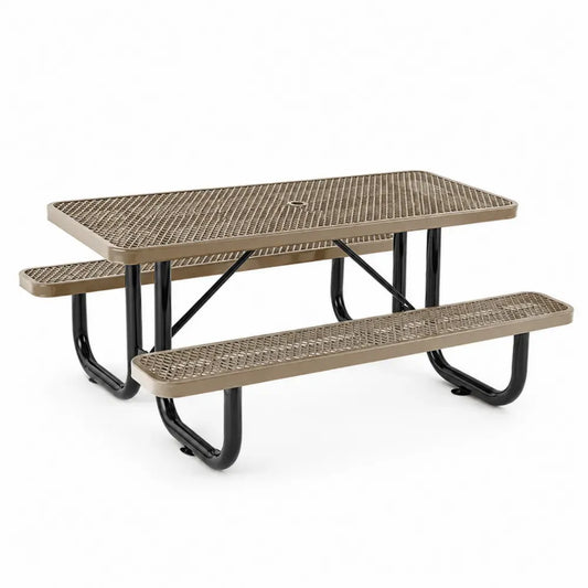 Picknicktisch mit 2 Bänken 183 x 145 x 76 cm pulverbeschichteter Stahl rechteckig Taupe Schwarz